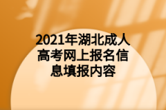 湖北成人高考网上报名信息填报内容