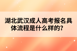 湖北武汉成人高考报名具体流程是什么样的？