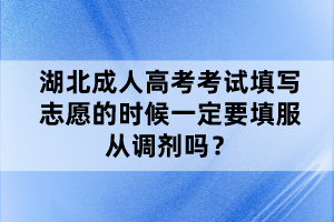 湖北成人高考考试填写志愿的时候一定要填服从调剂吗？